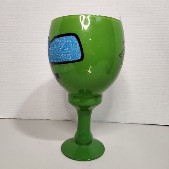 Teenage Mutant Ninja Turtles Blue Mask Leonardo TMNT Green Glass Goblet 2009 EUC - Picture 2 of 12